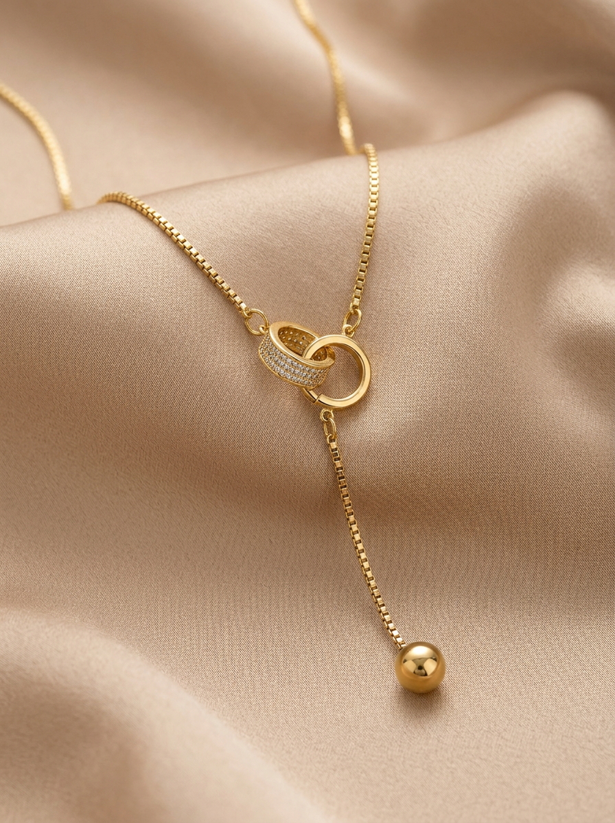 Collier Lariat Anneaux Doré