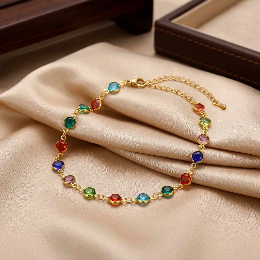 Collier Cheville Pierres Multicolores Détail