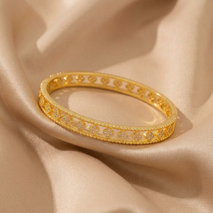 Jonc Trèfle Doré Pavé