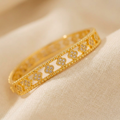 Jonc Trèfle Doré Pavé