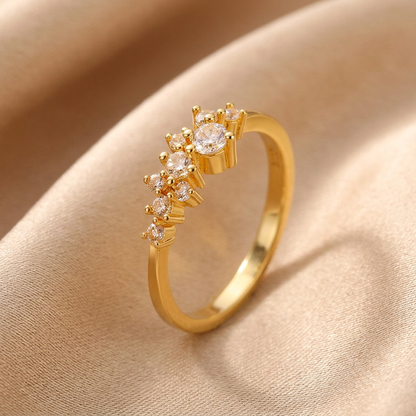 Bague Cascade Cristaux Doré