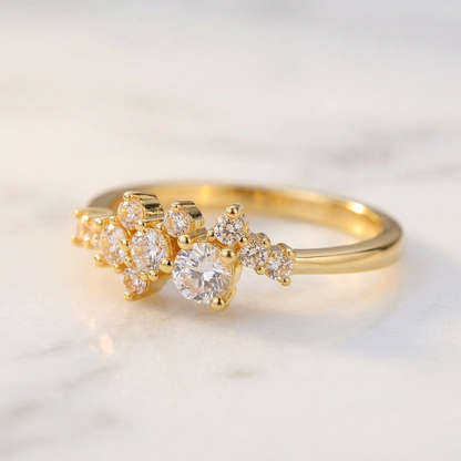 Bague Cascade Cristaux Doré