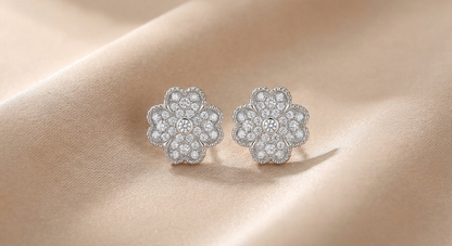 Boucles Trèfle Cristal Argent