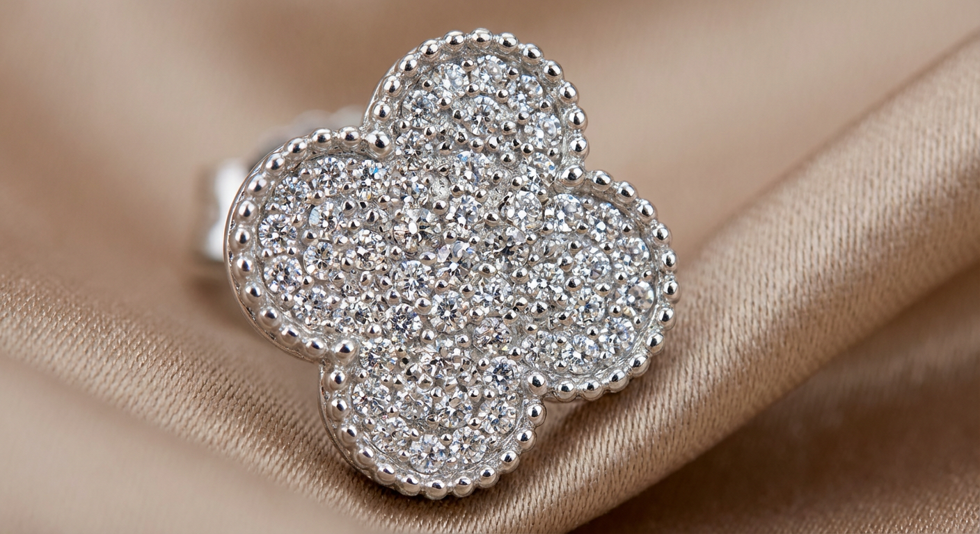 Boucles Trèfle Cristal Argent