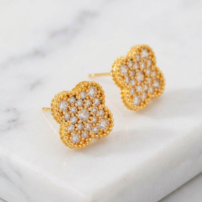 Boucles Trèfle Pavé Doré