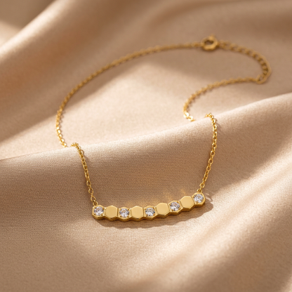 Collier Hexagones Doré