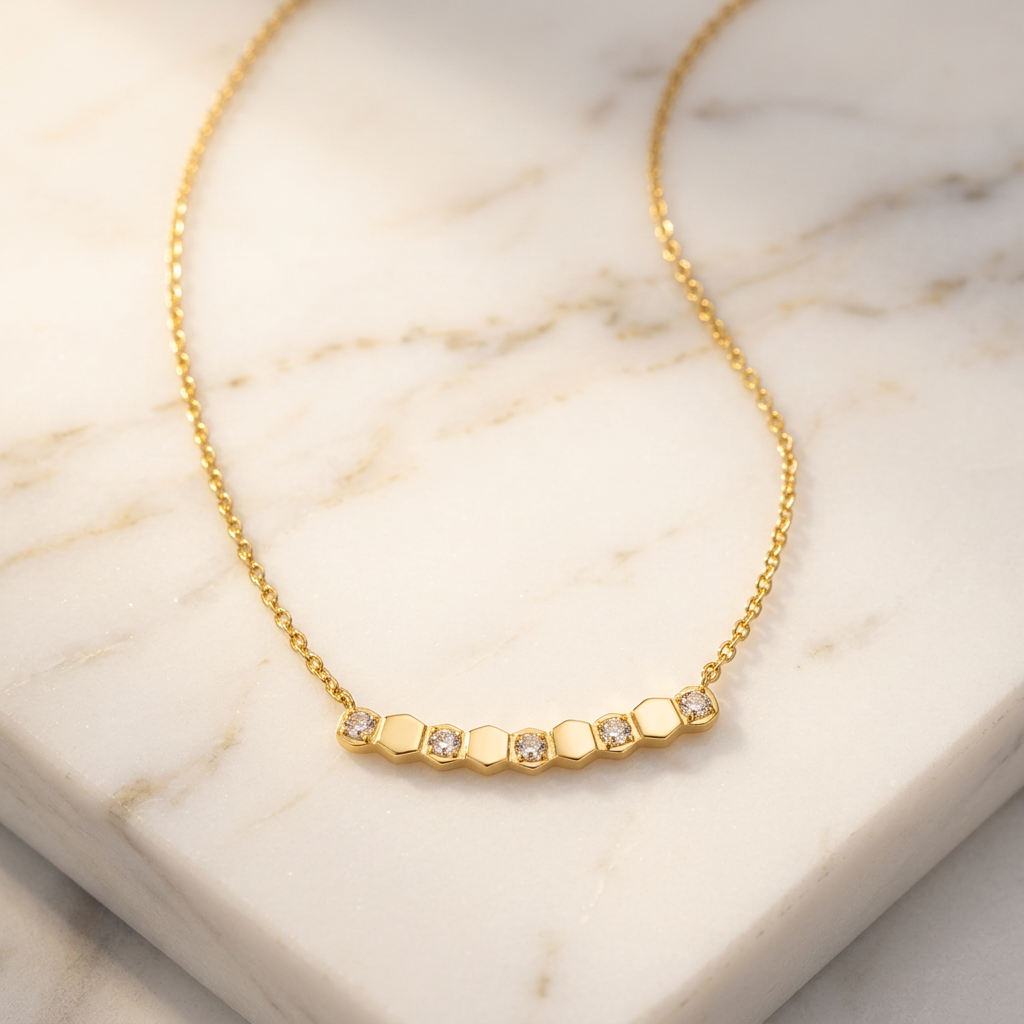 Collier Hexagones Doré