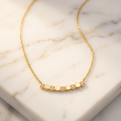 Collier Hexagones Doré