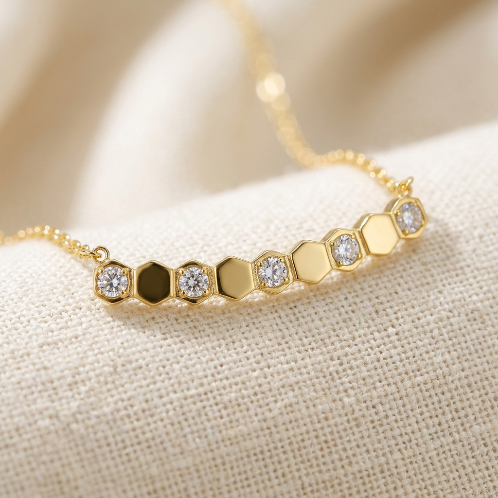 Collier Hexagones Doré