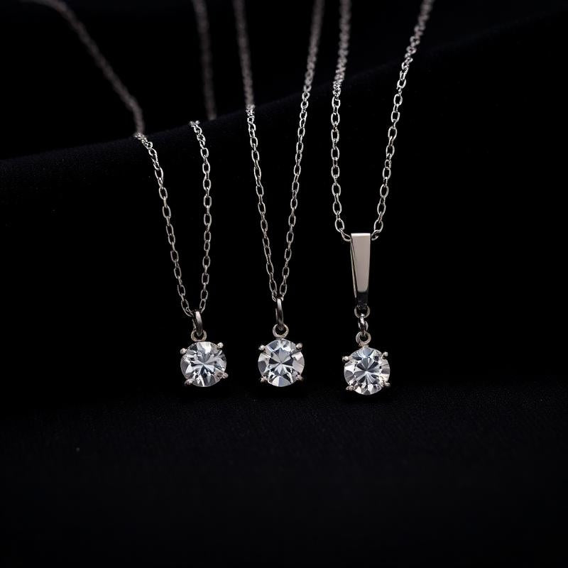 Collier Solitaire Brillant Argent