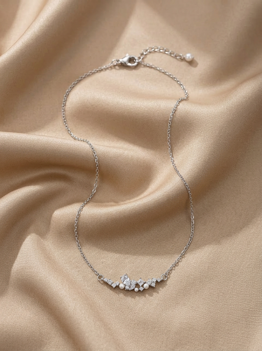 Collier Perles & Cristaux Argent