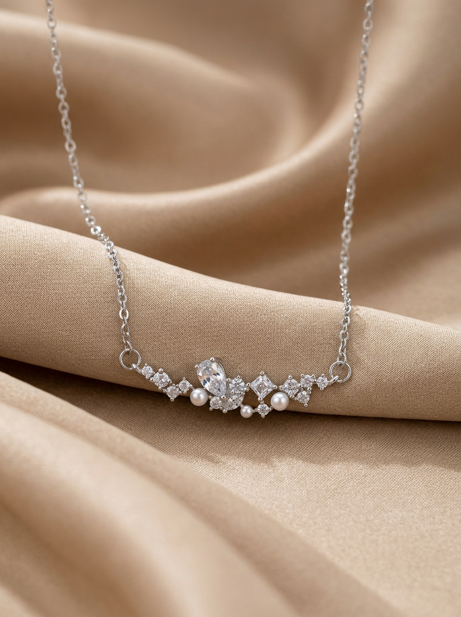 Collier Perles & Cristaux Argent