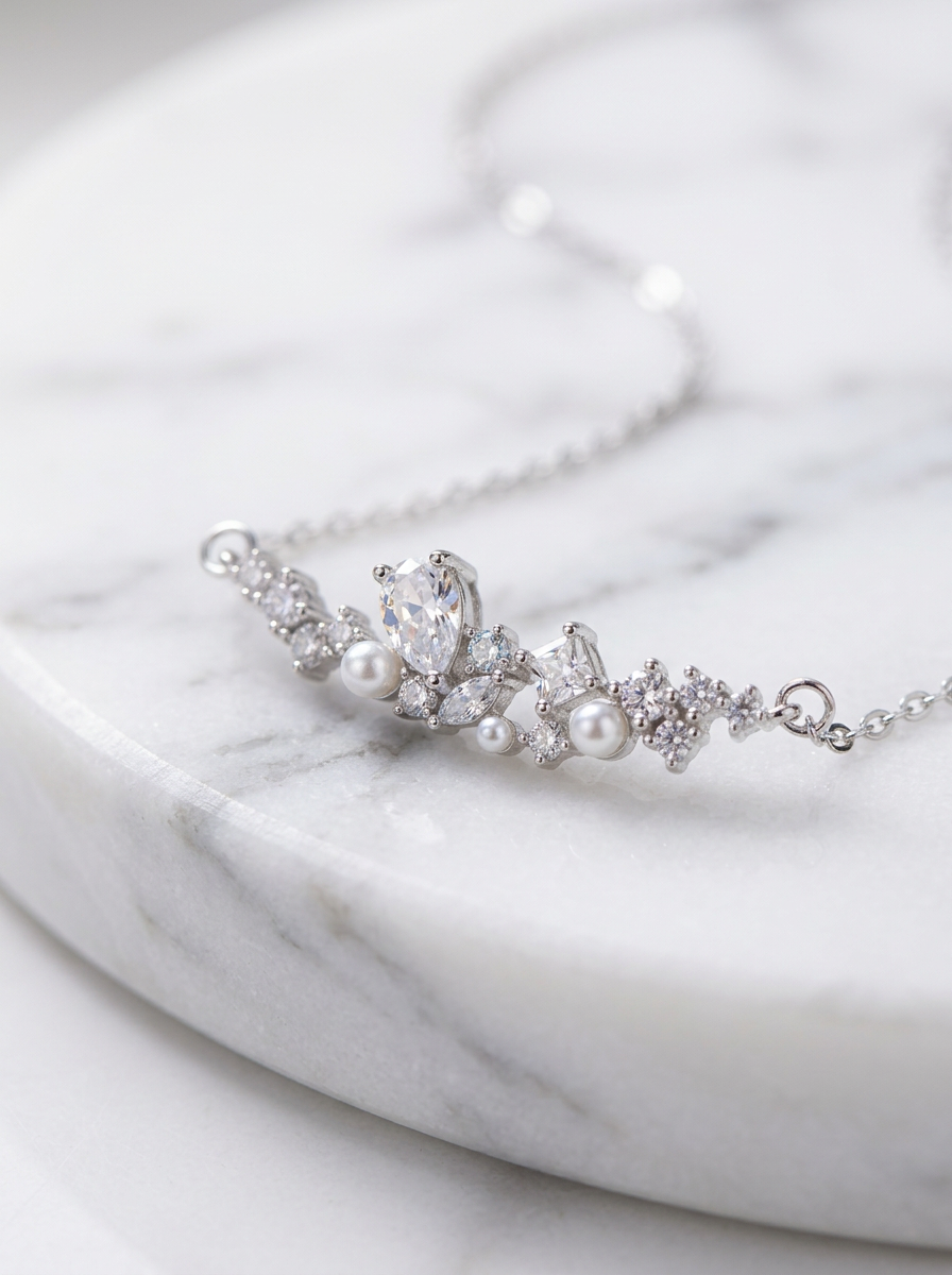 Collier Perles & Cristaux Argent
