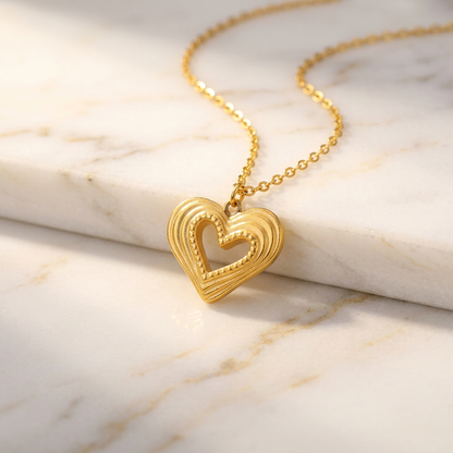 Collier Cœur Ondulé Doré